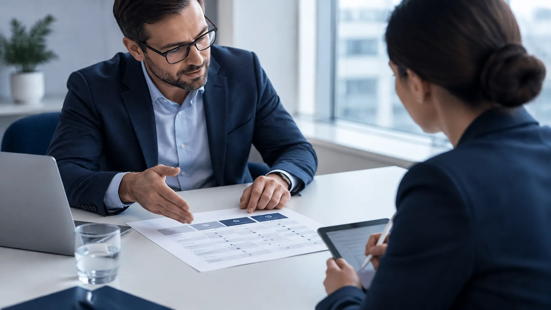 Colleagues discussing a supplier comparison